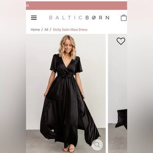 NWT Baltic Born Sicily Satin Maxi Dress - Black